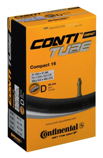 Continental, Bereifung, Schlauch, Compact 16, 32-305/47-349 (DV 26mm), Gewicht: ca. 150g, (Herst.-Nr