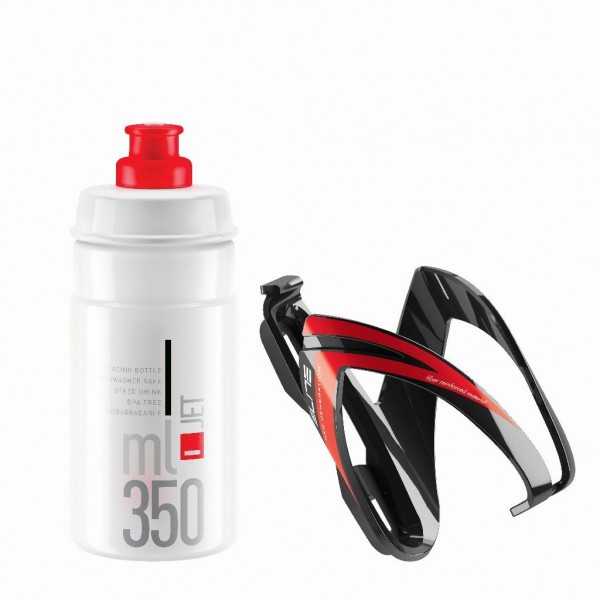 Elite Trinkflasche+ Halter Elite Kit Ceo 350ml, klar/rot+ schwarz/rot glanz