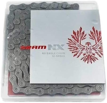 SRAM Kette "PC NX Eagle" 12-fach SB-verpackt, mit PowerLock, Außen- und Innenlasche grau, 278g (126